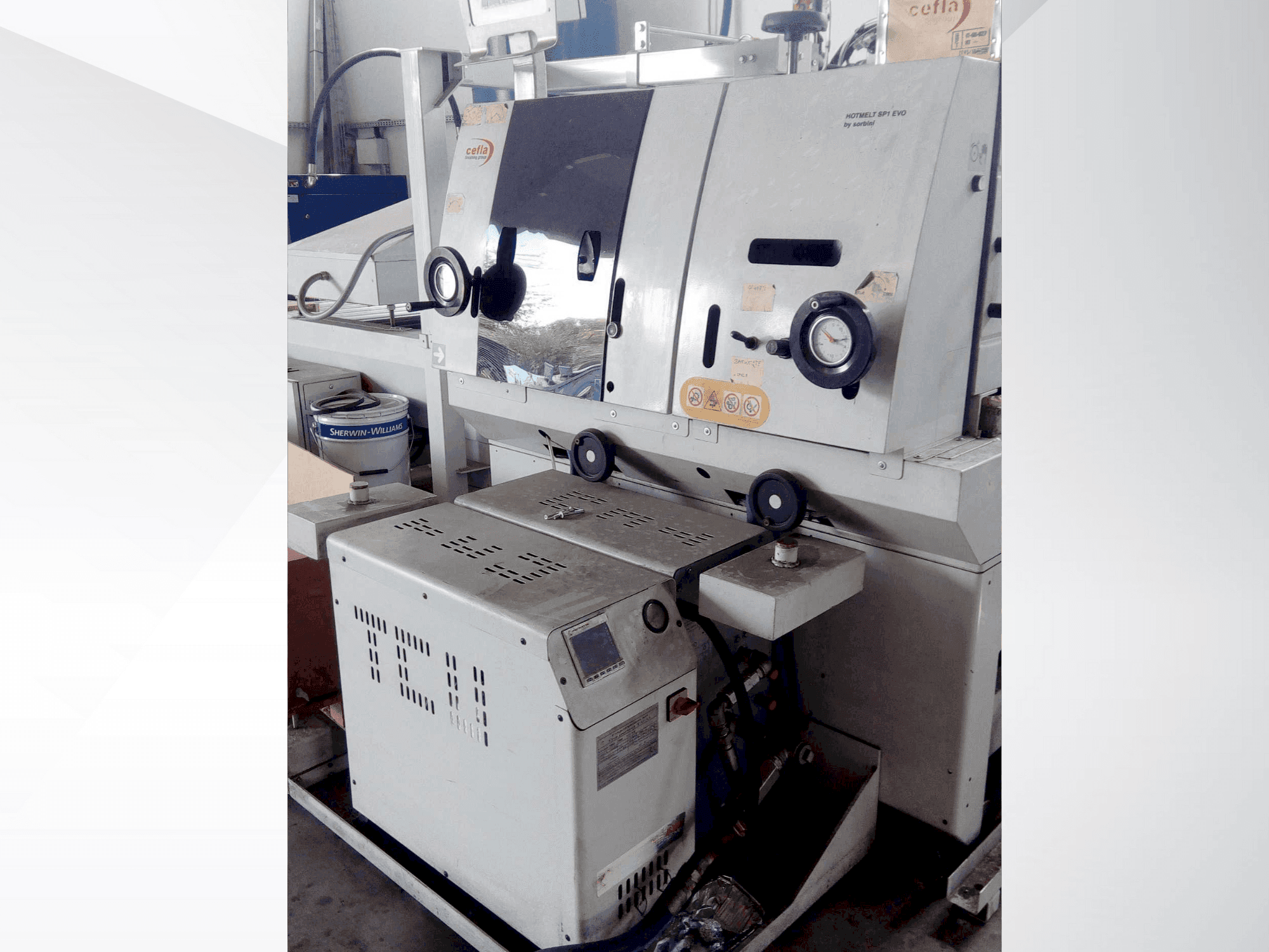 Front view of CEFLA Hotmelt SP1-EVO  machine