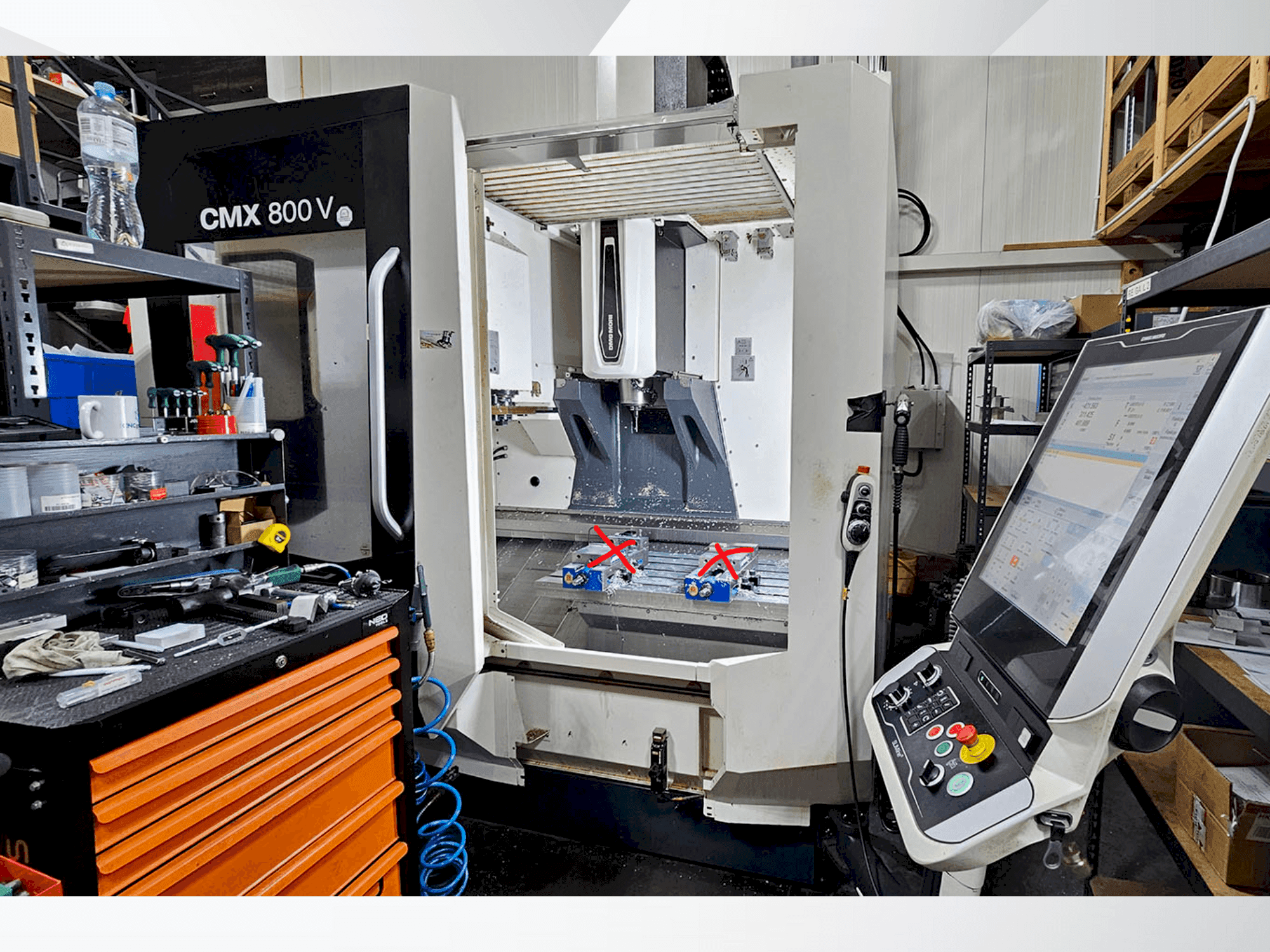 Front view of DMG CMX 800V machine
