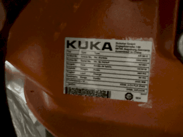Nameplate of KUKA KR16-2  machine