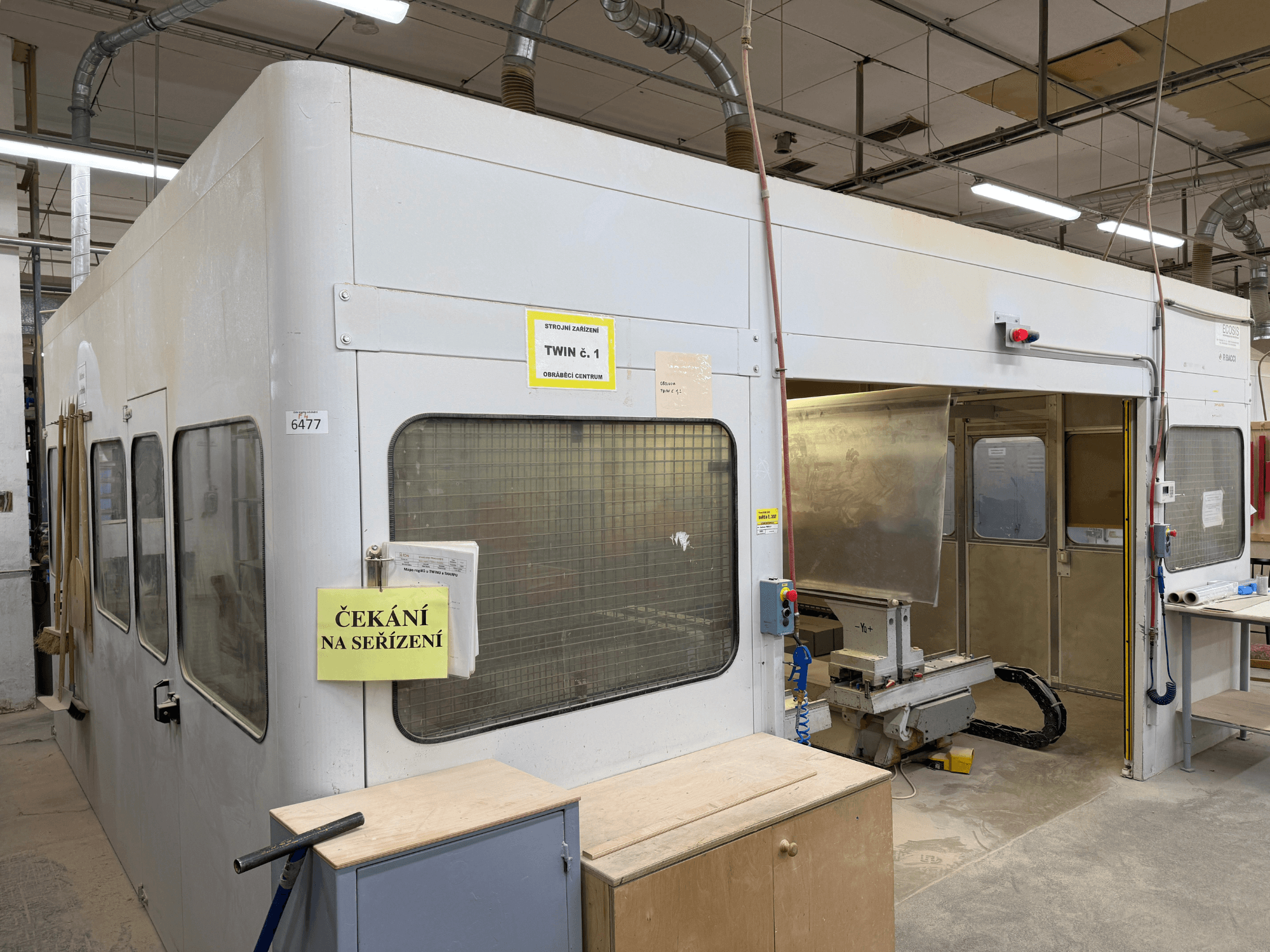 CNC Wood Machining Centre BACCI TWIN, front view, featuring a large workstation and control panels.