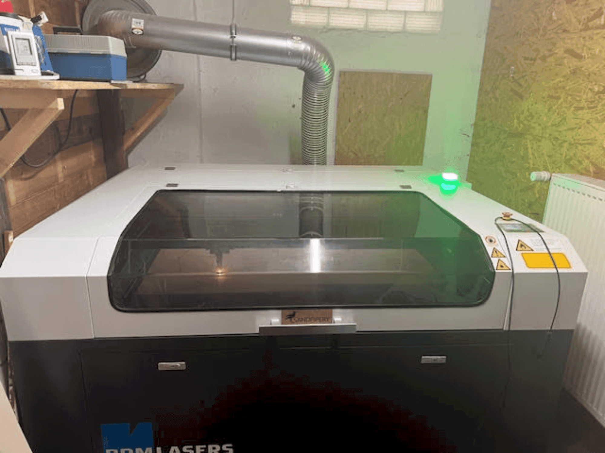 Front view of BRM Lasers 90130 - 100 Watt CO2 machine