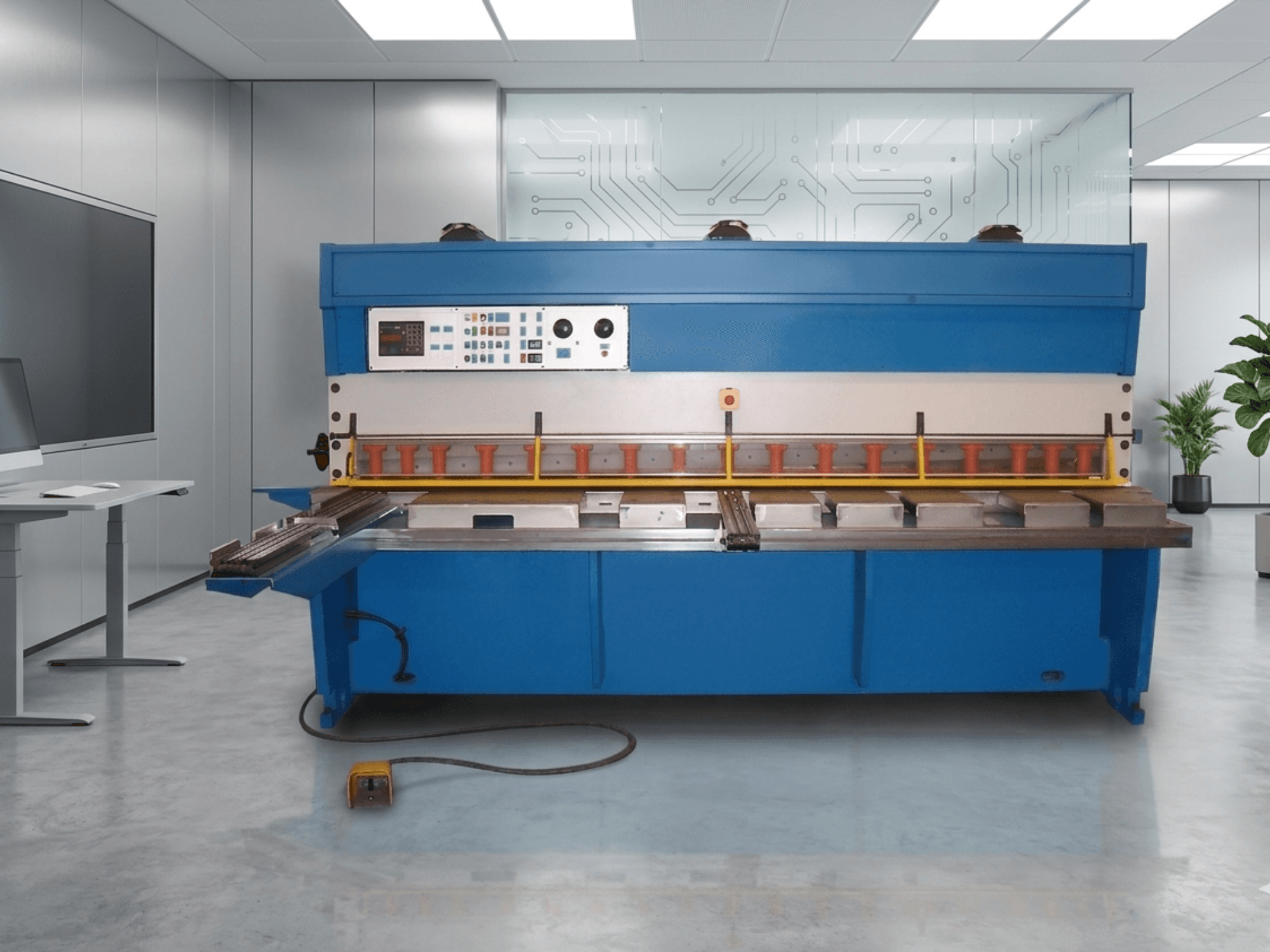 GASPARINI CO 3006 hydraulic shearing machine, front view, featuring control panel and metal cutting area, in a modern workspace.